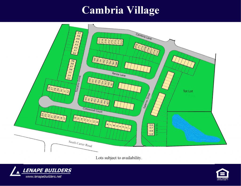 Community Site Plan Cambria Village Lenape Builders